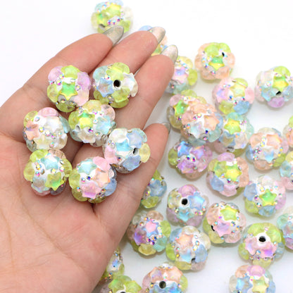 1Pc Rhinestone Faux Crystal Beads Transparent Star Shaped Loose Spacer Beads with Hole for Jewelry Making DIY Costumes Accessories Bracelet Necklace Chain Earrings Charm Bangle Decors Craft Supplies