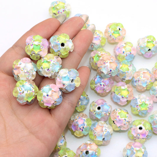 1Pc Rhinestone Faux Crystal Beads Transparent Star Shaped Loose Spacer Beads with Hole for Jewelry Making DIY Costumes Accessories Bracelet Necklace Chain Earrings Charm Bangle Decors Craft Supplies