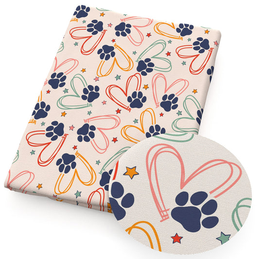 footprint paw heart love star starfish fabric