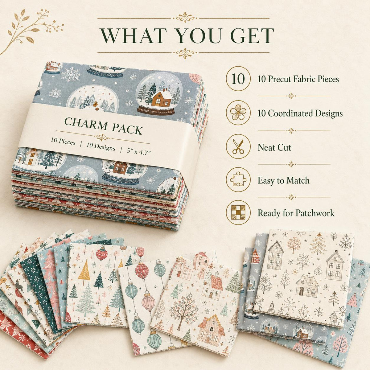 10Pc/Set Christmas Series Deer Tree House Fat Quarter Fabric, Pre-Cut Square Fabric Assort, Fabric Set, Craft Fabric, Handmade DIY Patchwork Fabric,Home Quilting Sewing Fabric, Packaging Fabric, Scrapbooking Craft Hobbyist