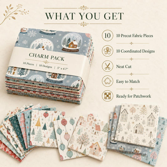 10Pc/Set Christmas Series Deer Tree House Fat Quarter Fabric, Pre-Cut Square Fabric Assort, Fabric Set, Craft Fabric, Handmade DIY Patchwork Fabric,Home Quilting Sewing Fabric, Packaging Fabric, Scrapbooking Craft Hobbyist