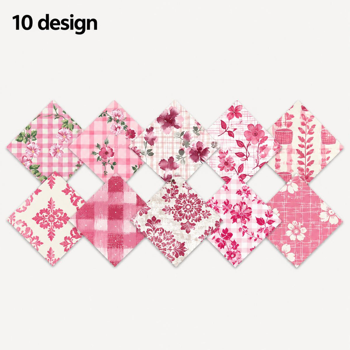 10pcs Charm Pack Set Pink Flower Pattern Vintage Style Pattern Handmade DIY with Rich Color and Texture Elements 100% Polyester Patchwork in 10 Design Styles Suitable for Patchwork DIY Craft Projects DIY Wallet Making Gift Giving Bag Making Mother's Day G
