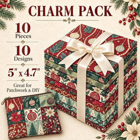 10Pc/Set Christmas Series Flower Tree Pinecones Star Fat Quarter Fabric, Pre-Cut Square Fabric Assort, Fabric Set, Craft Fabric, Handmade DIY Patchwork Fabric,Home Quilting Sewing Fabric, Packaging Fabric, Scrapbooking Craft Hobbyist