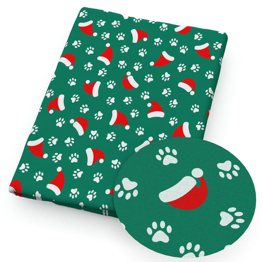footprint paw christmas day christmas hatsanta hat fabric