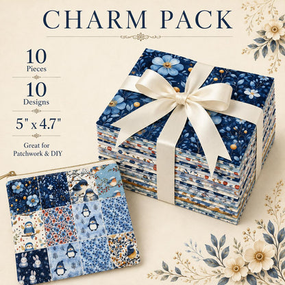 10Pc/Set Christmas Series Flower Bird Rabbit Bird Penguin Fat Quarter Fabric, Pre-Cut Square Fabric Assort, Fabric Set, Craft Fabric, Handmade DIY Patchwork Fabric,Home Quilting Sewing Fabric, Packaging Fabric, Scrapbooking Craft Hobbyist