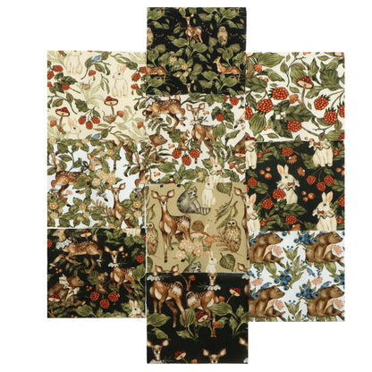 10pcs Charm Pack Set Deer Owl Animal Floral Pattern 100% Polyester Patchwork in 10 Design Styles, Ready-to-Sew Without Cutting, Suitable For Patchwork Wallet Making Gift Giving Tote Bags Coasters DIY Craft Projects Christmas Gift