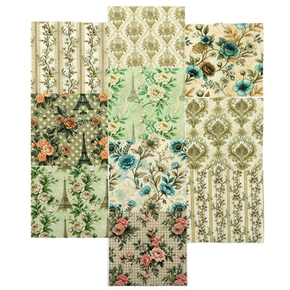 10Pc/Set Flower Series Plaid Fat Quarter Fabric, Pre-Cut Square Fabric Assort, Fabric Set, Craft Fabric, Handmade DIY Patchwork Fabric,Home Quilting Sewing Fabric, Packaging Fabric, Scrapbooking Craft Hobbyist