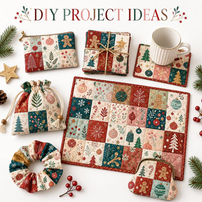 10Pc/Set Christmas Series Bowknot Heart Star Candy Crutch Fat Quarter Fabric, Pre-Cut Square Fabric Assort, Fabric Set, Craft Fabric, Handmade DIY Patchwork Fabric,Home Quilting Sewing Fabric, Packaging Fabric, Scrapbooking Craft Hobbyist