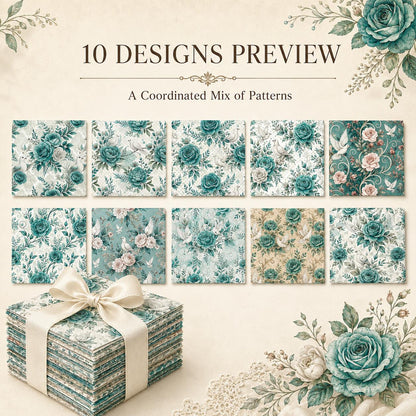 10Pc/Set Flower Green Series Fat Quarter Fabric, Pre-Cut Square Fabric Assort, Fabric Set, Craft Fabric, Handmade DIY Patchwork Fabric,Home Quilting Sewing Fabric, Packaging Fabric, Scrapbooking Craft Hobbyist