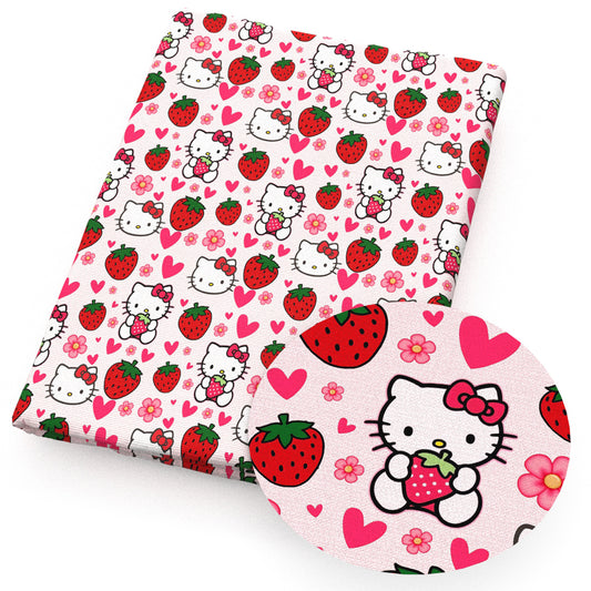 heart love valentine's day strawberry fabric