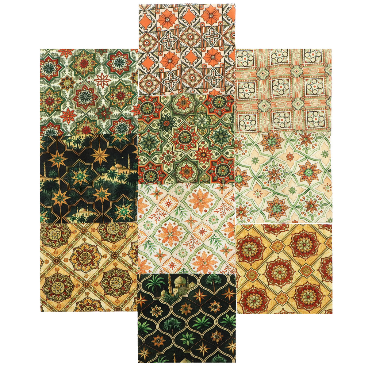 10pcs Charm Pack Set Geometric Floral Pattern 100% Polyester Patchwork in 10 Design Styles, Ready-to-Sew Without Cutting, Suitable For Patchwork Wallet Making Gift Giving Tote Bags Coasters DIY Craft Projects