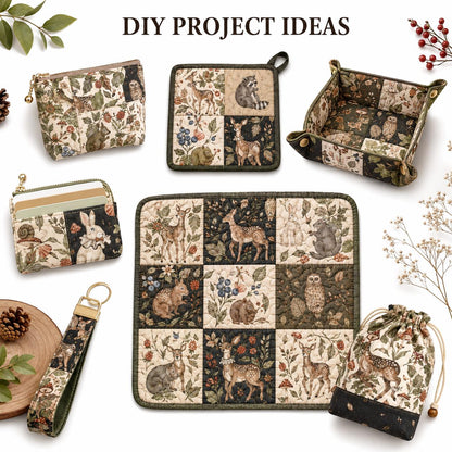 10pcs Charm Pack Set Deer Owl Animal Floral Pattern 100% Polyester Patchwork in 10 Design Styles, Ready-to-Sew Without Cutting, Suitable For Patchwork Wallet Making Gift Giving Tote Bags Coasters DIY Craft Projects Christmas Gift