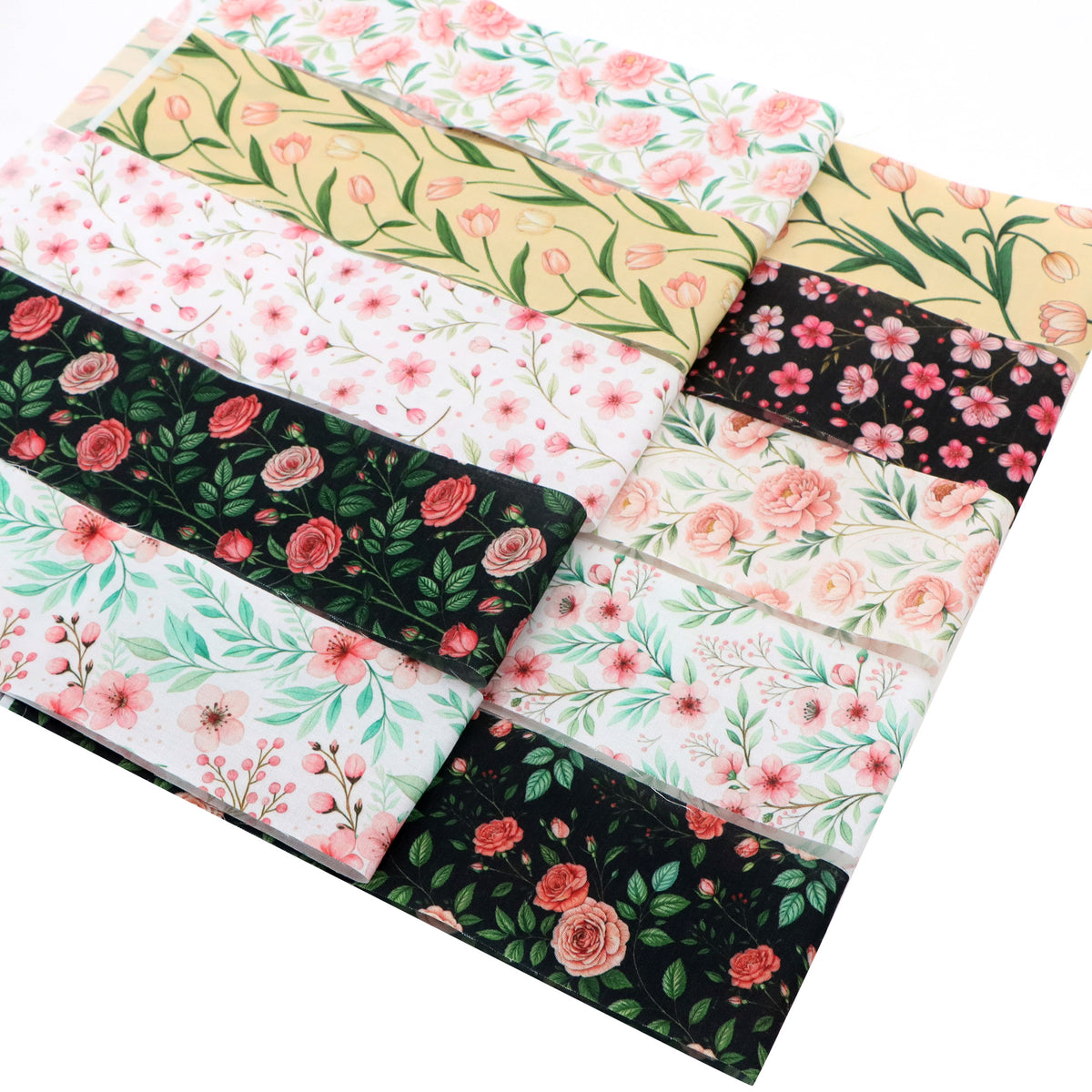 10pcs Vintage Floral Pattern Jelly Roll Fabric Strips 2.5X19.7inch Pre-Cut 100% Polyester For Patchwork Quilts, Table Runners, Placemats, Tote Bags, Storage Pouches, Makeup Bags, Coasters, Quilt Blocks & Binding