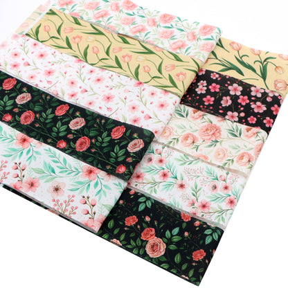 10pcs Vintage Floral Pattern Jelly Roll Fabric Strips 2.5X19.7inch Pre-Cut 100% Polyester For Patchwork Quilts, Table Runners, Placemats, Tote Bags, Storage Pouches, Makeup Bags, Coasters, Quilt Blocks & Binding