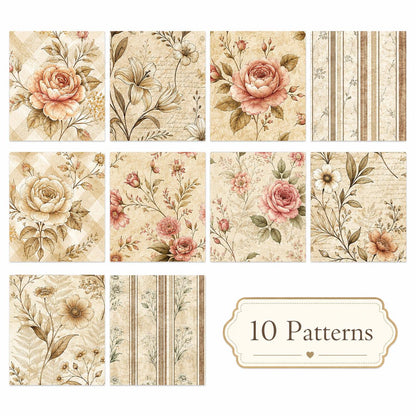 10pcs Vintage Daisy Floral Pattern Jelly Roll Fabric Strips 2.5X19.7inch Pre-Cut 100% Polyester For Patchwork Quilts, Table Runners, Placemats, Tote Bags, Storage Pouches, Makeup Bags, Coasters, Quilt Blocks & Binding