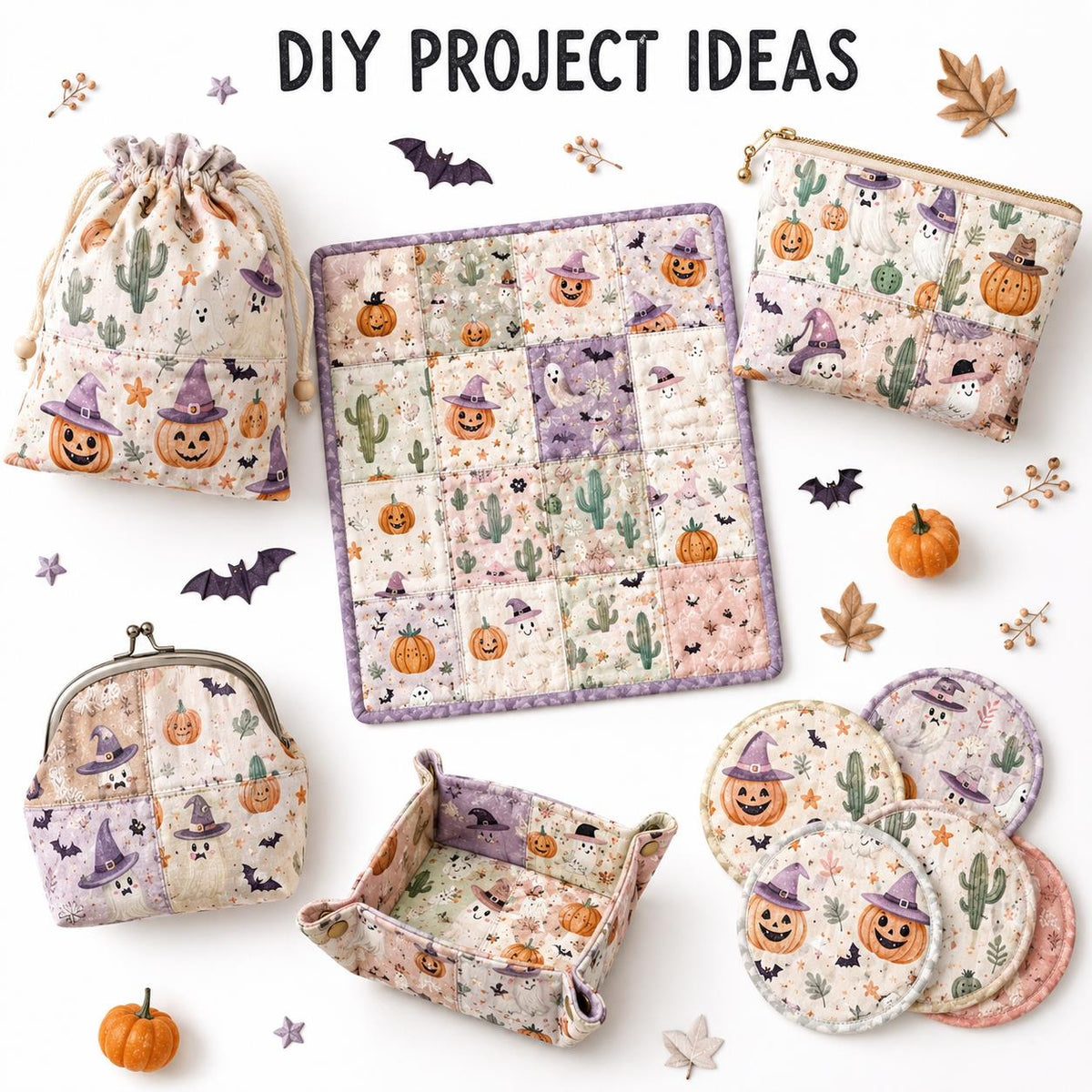 10pcs Charm Pack Set Halloween Pumpkin Ghost Holly Snow Pattern Vintage Style Handmade DIY with Rich Color and Texture Elements 100% Polyester Patchwork in 10 Design Styles Suitable for Patchwork DIY Craft Projects DIY Wallet Making Gift Giving Bag Making