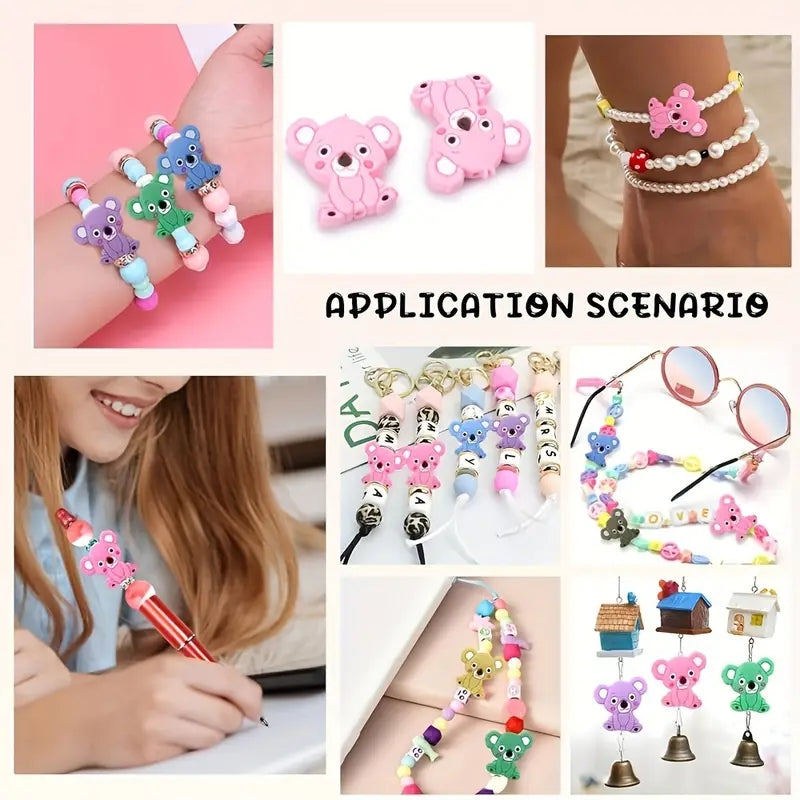 1Pc Cute Animal-Themed Silicone Bead Set for DIY Jewelry Making - Koala & Assorted Shapes, Perfect for Bracelets and Necklaces Crafting