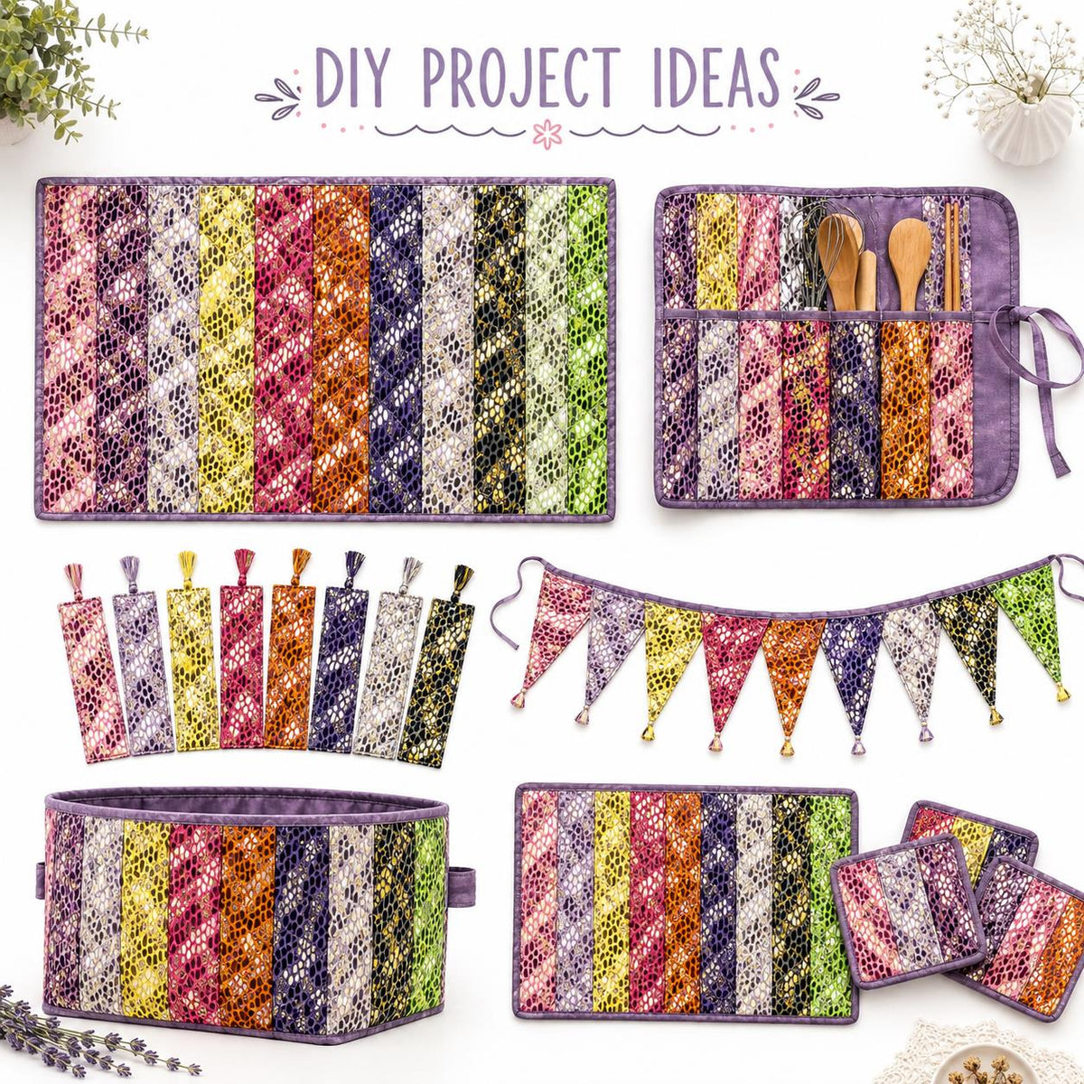 10pcs Vintage Snake Pattern Metallic Jelly Roll Fabric Strips 2.5X19.7inch Pre-Cut 100% Polyester For Patchwork Quilts, Table Runners, Placemats, Tote Bags, Storage Pouches, Makeup Bags, Coasters, Quilt Blocks & Binding