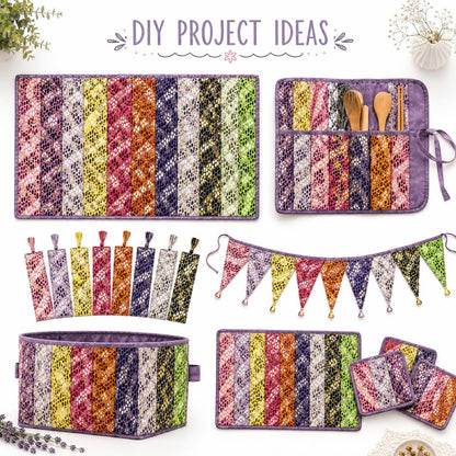 10pcs Vintage Snake Pattern Metallic Jelly Roll Fabric Strips 2.5X19.7inch Pre-Cut 100% Polyester For Patchwork Quilts, Table Runners, Placemats, Tote Bags, Storage Pouches, Makeup Bags, Coasters, Quilt Blocks & Binding