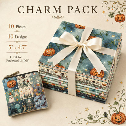 10Pc/Set Hallween Series Pumpkin Cat Moon Spider Bat Fat Quarter Fabric, Pre-Cut Square Fabric Assort, Fabric Set, Craft Fabric, Handmade DIY Patchwork Fabric,Home Quilting Sewing Fabric, Packaging Fabric, Scrapbooking Craft Hobbyist
