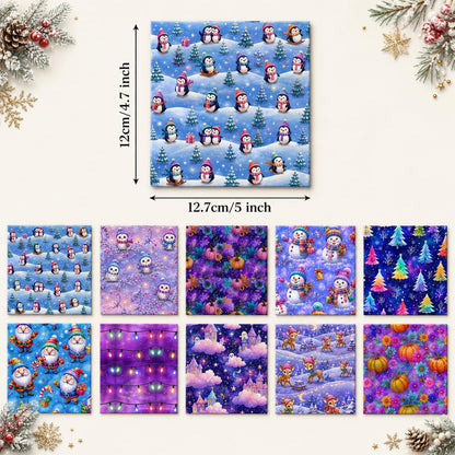 10Pc/Set Christmas Series Pumpkin Deer Crutch Santa Claus, Fat Quarter Fabric, Pre-Cut Square Fabric Assort, Fabric Set, Craft Fabric, Handmade DIY Patchwork Fabric,Home Quilting Sewing Fabric, Packaging Fabric, Scrapbooking Craft Hobbyist