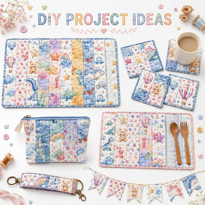10pcs Vintage Star Bear Fire Balloon Pattern Jelly Roll Fabric Strips 2.5X19.7inch Pre-Cut 100% Polyester For Patchwork Quilts, Table Runners, Placemats, Tote Bags, Storage Pouches, Makeup Bags, Coasters, Quilt Blocks & Binding