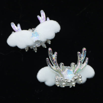 1Pc Faux Rhinestone Acrylic Beads Transparent Reindeer Shaped Angle Wings Solid Color Loose Spacer Beads with Hole for Jewelry Making DIY Bracelet Necklace Chain Earrings Charm Bangle Decors Craft Pen Supplies