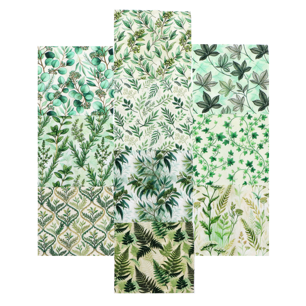 10Pc/Set Blue Leaves Series Rhombus Plaid Fat Quarter Fabric, Pre-Cut Square Fabric Assort, Fabric Set, Craft Fabric, Handmade DIY Patchwork Fabric,Home Quilting Sewing Fabric, Packaging Fabric, Scrapbooking Craft Hobbyist