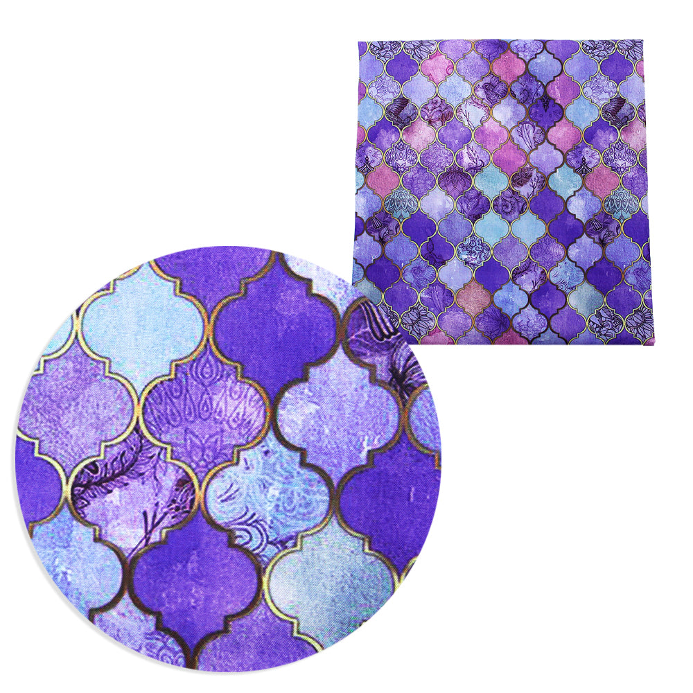 rhombus geometric patterns moroccan lattice purple series printed fabric