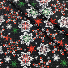 Load image into Gallery viewer, snowflake snow dots spot christmas day black series printed fabric
