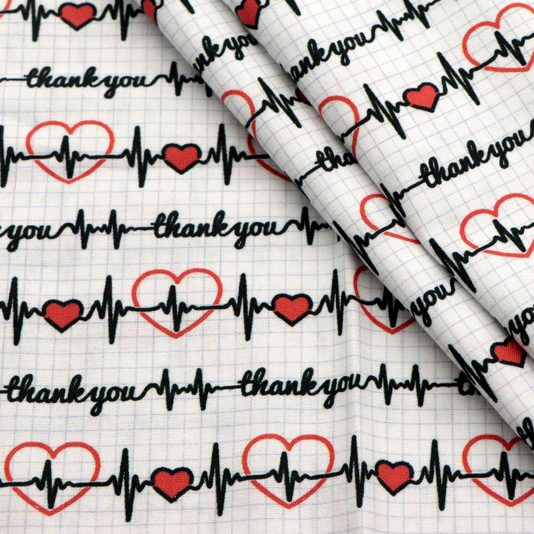 heart love heartbeat valentines day plaid grid printed fabric