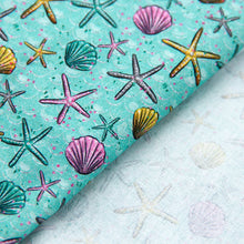 Load image into Gallery viewer, star starfish shell fish scales mermaid scales printed fabric
