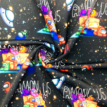 Load image into Gallery viewer, black series planet solar system galaxy printed fabric
