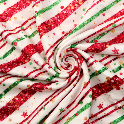 stripe christmas day star starfish printed fabric