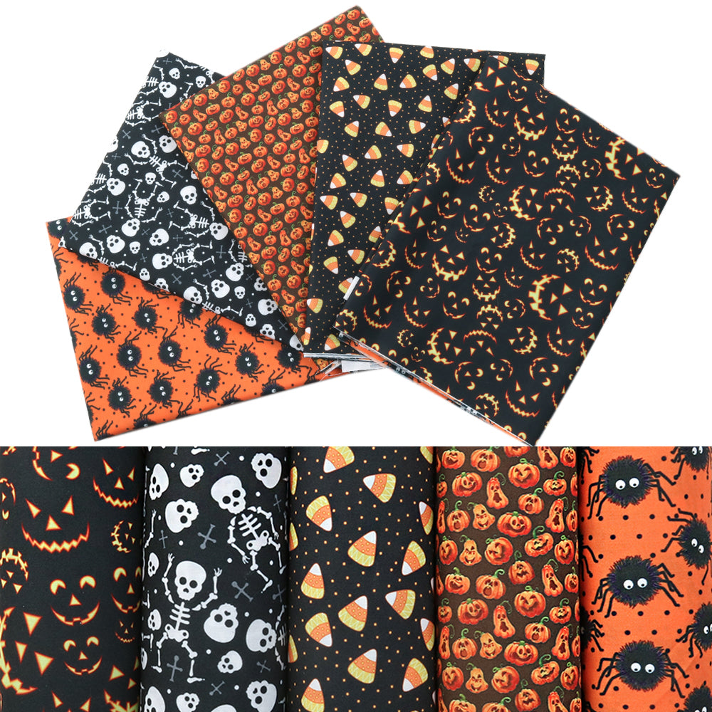 100％ cotton halloween（5 designs/set,half yard/design） printed fabric set