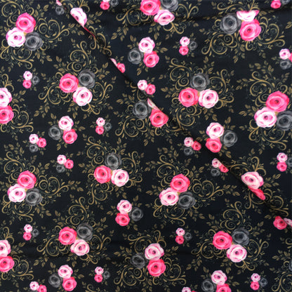 flower floral black series printed fabric