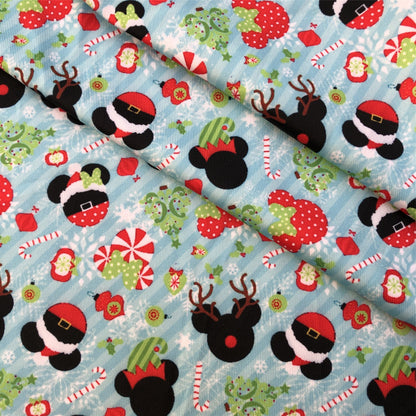 stripe christmas day snowflake snow printed fabric