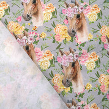 Load image into Gallery viewer, horse flower floral yellow series printed fabric
