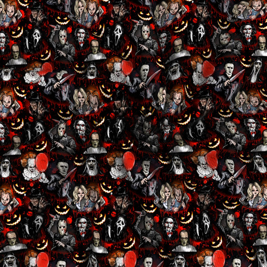 halloween skull ghost skeleton bones printed fabric