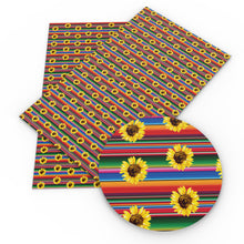 Load image into Gallery viewer, stripe rainbow color sunflower printed fabric
