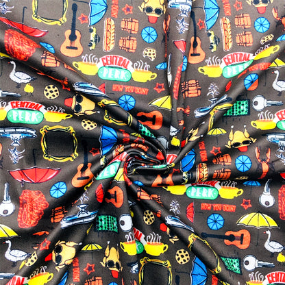 umbrella guitars turkey chicken lobster printed fabric