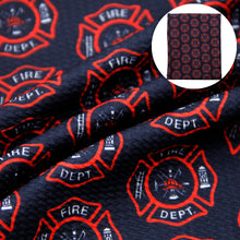 Load image into Gallery viewer, fire truck fire hydrant firemen printed fabric
