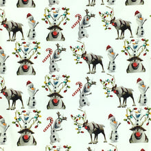 Load image into Gallery viewer, christmas day printing on white deer reindeer giraffe printed fabric
