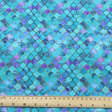 Load image into Gallery viewer, rhombus fish scales mermaid scales moroccan lattice printed fabric
