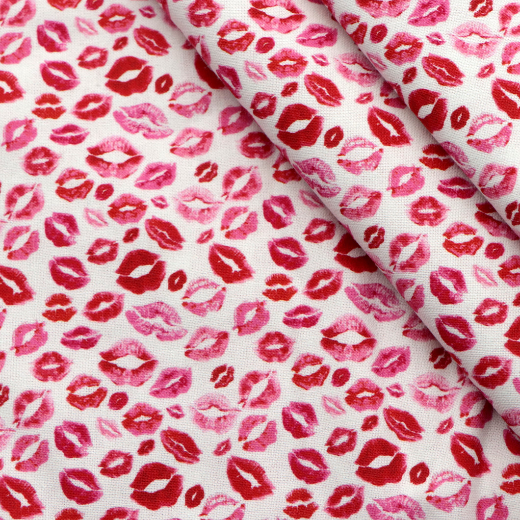 lipstick lips valentines day printed fabric