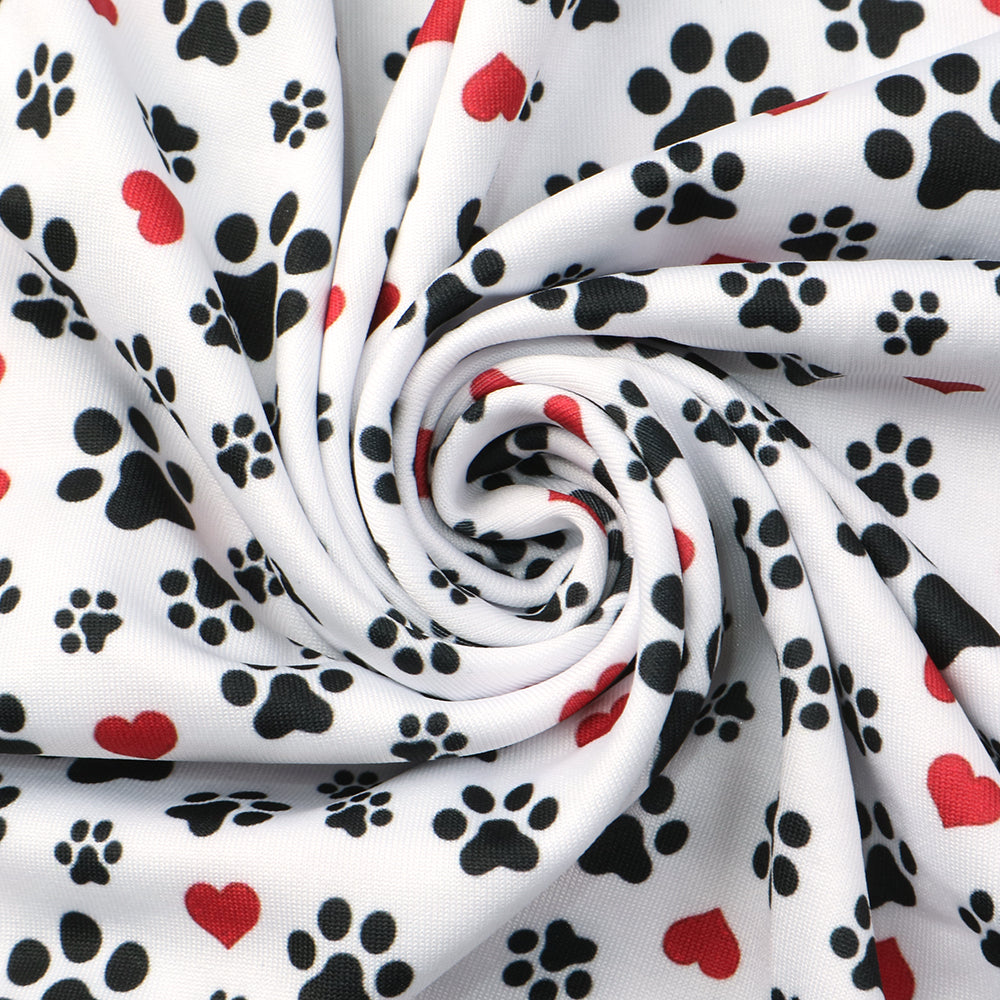 footprint paw heart love valentines day printed fabric