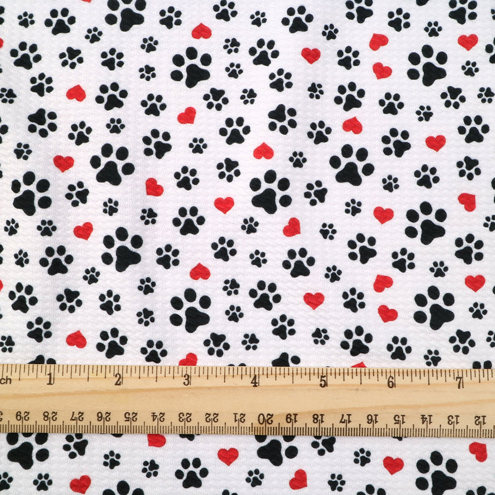 footprint paw heart love valentines day printed fabric