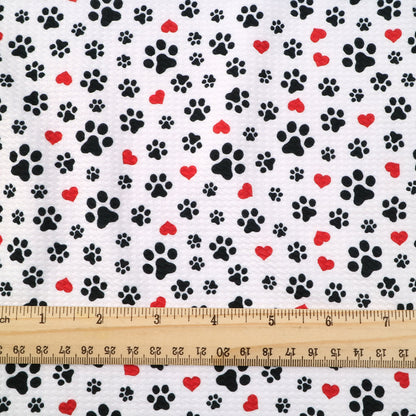 footprint paw heart love valentines day printed fabric