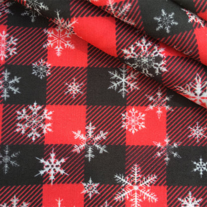 snowflake snow plaid grid christmas day printed fabric