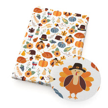 Load image into Gallery viewer, turkey chicken leaf leaves tree sunflower cap hat wheat printed fabric
